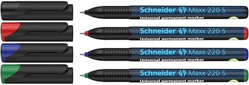 Schneider 220 S Universal-Marker (Permanent) 4er Etui schwarz/rot/blau/grün