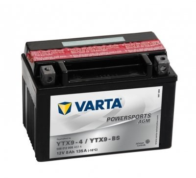 Batería de moto, bateria de plomo y acido, para motocicleta Varta Powersports AGM 50812 - YTX9-BS