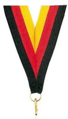 S.B.J - Sportland Medaillen Band schwarz/rot/Gold, Deutschland, 22 mm breit