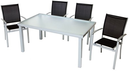 Merxx Amalfi Set 5-TLG. Klappsessel & Ausziehtisch 120(180) x 90 cm in div. Farben, Farbe:Taupe