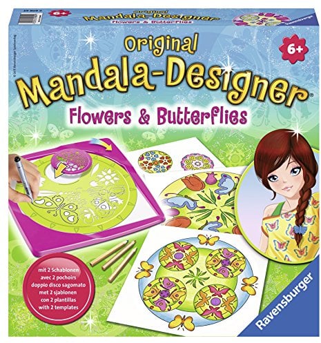 Ravensburger 29809 - Flowers and Butterflies, 2 in 1 - Mandala Designer Midi
