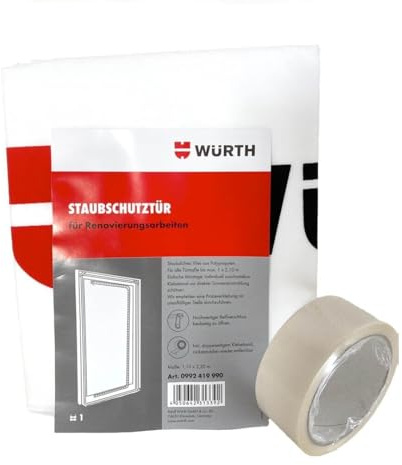 5x Würth Staubschutztür Bautür aus Vlies Länge 2,2m x Breite 1,1m inkl. Klebeband, Blower Door, wiederverwendbar