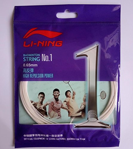 Li Ning 10 m Badminton Schläger-Saite No. 1 weiß