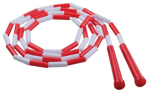 Champion Sports Segmented Jump Rope Cuerda de Saltar segmentada de plástico, 7 pies, Unisex, Rojo/Blanco, 7'