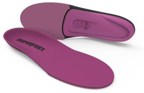 Superfeet All-Purpose Women's High Impact Support Insoles (Berry) for Active Lifestyle with High Arch Support - Size 10.5-12 Women