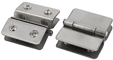 sourcing map Fünf Metall Bade Glastür Regulierbar Doppel Klammer Scharnier Silber 2 Stücke