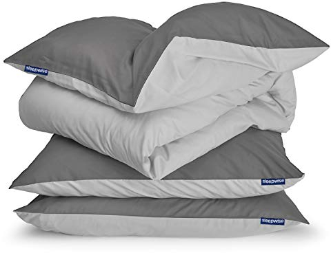 sleepwise Bettwäsche 155x200 Winter Bettwäsche 3tlg - ÖKO-TEX, Traumhaft Weich, Atmungsaktiv, Bügelfrei & Knitterfrei, Bettbezug Set aus gebürsteter Mikrofaser mit 2X 80x80 cm Kissenbezüge, Grau