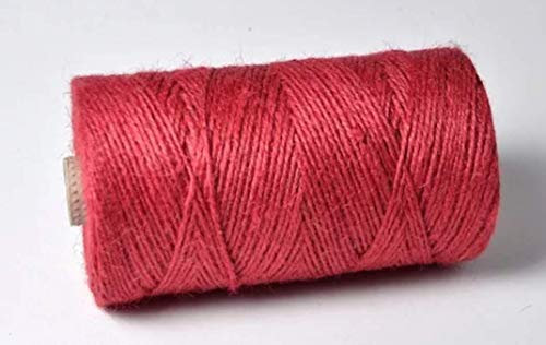 3 Ply Coloured Jute Twine Spool of 328ft / 100mtrs Gift Garden Burlap Craft string cord (Red)