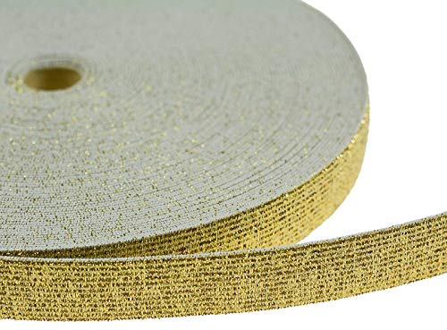 1m Glitzer-Gummiband Meterware Gummiband Größen Farbwahl, Glitzer Band elastisch, Größe:20mm, Farbe:gold