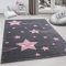 Carpettex Kinderteppich süße Stern Design Pink 80 x 150 cm Läufer - Kurzflor Teppich Kinderzimmer für Mädchen Jungen Pflegeleicht Weich - Waschbarer Spielteppich Babyteppich Gaming Teppich Babyzimmer