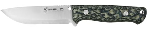 iFIELD EL29121 Coltello multifunzionale per escursioni, caccia e sopravvivenza all'aperto, lama in acciaio inossidabile MOVA-58 con manico in granito TRF, Made in Albacete (Spagna)