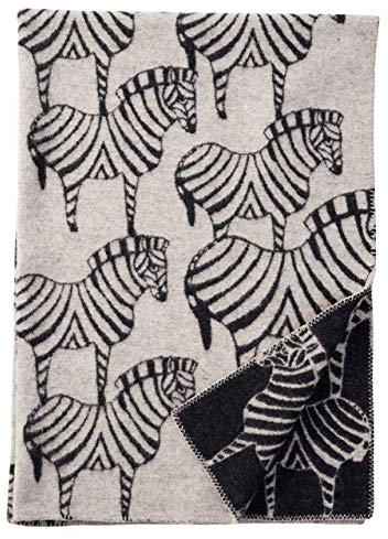 Klippan Zebra Wolldecke 130x180 cm beige beige, schwarz