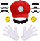 iZoeL Mario Luigi Bros Chapeau Gants Boutons Deguisement Halloween Costume Carnaval Femme Homme Accessoires Mario Luigi Enfant Mario Luigi Cosplay Costume Déguisement Carnaval Costume Halloween
