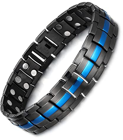 MagEnergy Magnetic Bracelets Men, Double Row Strength Magnets with Adjustment Tool & Jewelry Gift Box ﻿