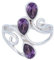 mantraroma Ring Silber 925 Damen Amethyst facettiert Edelstein lila ausgefallen verspielt