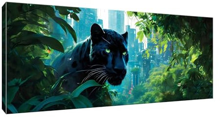 5D Diamant Painting Bilder, Diamond Painting Jungle Black Panther, Diamond Art Set für Erwachsene und Kinder, Mosaikherstellung, Diamant Malerei für Haus Dekoration, Weihnachtsgeschen 30x60cm Y-79