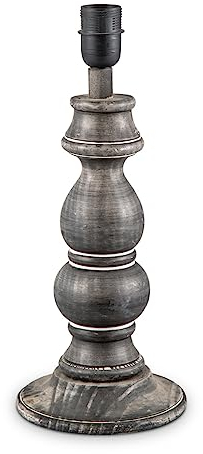 Home Sweet Home Pie de lámpara de sobremesa rural Banjo para pantalla | lámpara | 15/15/44cm | Antracita | pie de lámpara de mesa de madera | E27 | para pantalla | lámpara max.35cm