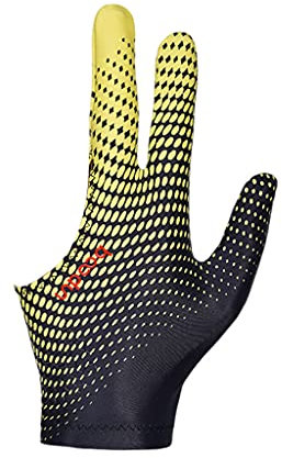 freneci Herren Damen Elastische 3 Finger Show Billard Handschuhe Schützen Carom Pool Snooker Queue Sport Rechts Oder Linkshänder Tragbar - Schwarz Gelb