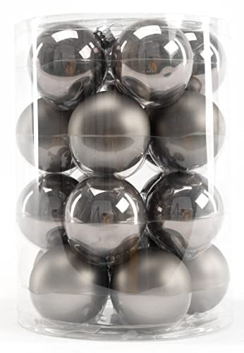 TrendLine Weihnachtskugeln aus Glas Ø60mm warmgrau 20Stk Christbaumkugeln Xmas
