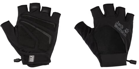 Jack Wolfskin Tourer Glove Short Schwarz - Wasserabweisender gepolsterter Fahrrad Kurzfingerhandschuh, Größe L - Farbe B