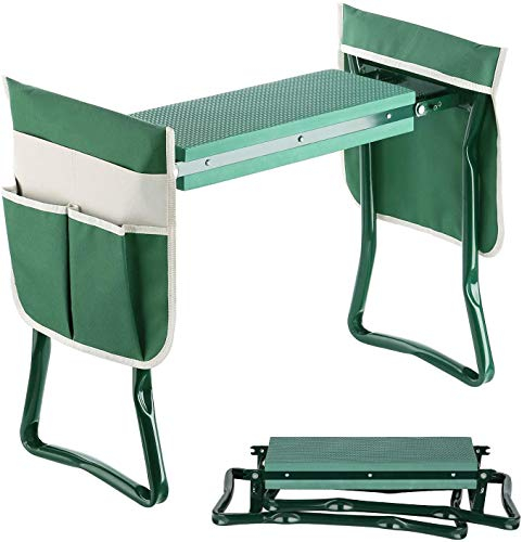 FGHSD Garten-Kniebank, robuster Klapphocker mit 2 großen Werkzeugtaschen, Eva-Schaumpolster, tragbare Kniebank für die Gartenarbeit, Gartenarbeitssitze, Gartenwagensitz