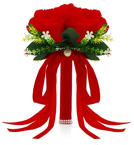 Brautsträuße für Braut & Brautjungfer, künstliche rote Blume für Hochzeit
