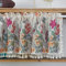 Michorinee Scheibengardine Bistrogardinen mit Schlaufen Kurzstore Küchengardine Leinenoptik Kurze Landhausstil Blumen Pflanze Muster Gardinen mit Quaste für Küche Wohnzimmer B 150 × H 45 cm