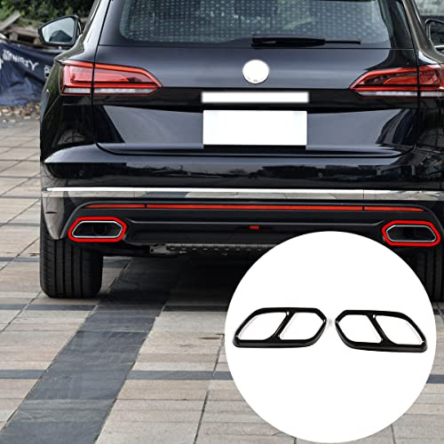 Passend für Volkswagen Touareg 2019 2020 2021 Zubehör Außen Hintere Auspuffschalldämpfer Spitze Endrohr Dekorative Abdeckung Trim 2 Stück, Auspuffrohrabdeckung (schwarz)