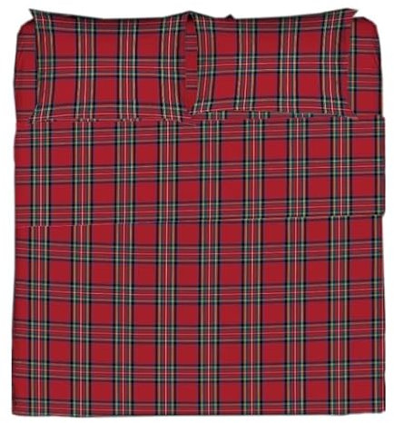 INTRECCI Set Lenzuola una Piazza e Mezza in Flanella, Tessuto in Cotone anti Pilling, Lenzuolo Sotto + Lenzuolo Sopra + 1 Federa, Comfort, Morbidezza, Lenzuola Made in Italy, Fantasia: Tartan Rosso