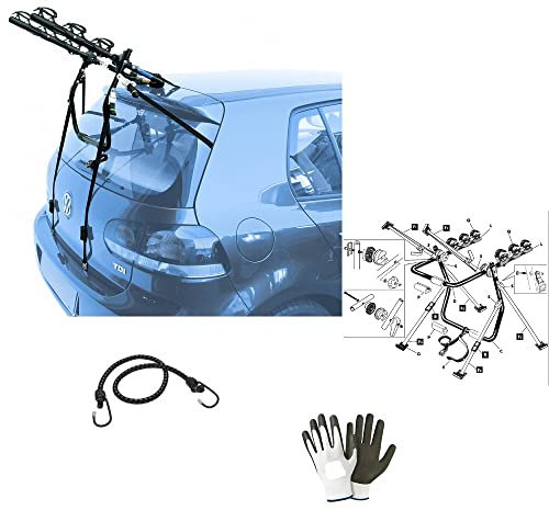Compatible avec Opel Mokka (Rails) 5p (12-16) Support DE Voiture DE VÉLO ARRIÈRE pour 3 Bicyclette pour Capot DE Voiture ARRIÈRE pour 3 Cycles avec RÉGLAGES DE LA Courroie