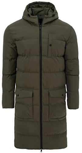 Soul Star Mens Long Padded Parka Coat Hooded Neck Full Zip Puffer Long Jackets for Men, Sizes- S to 2XL