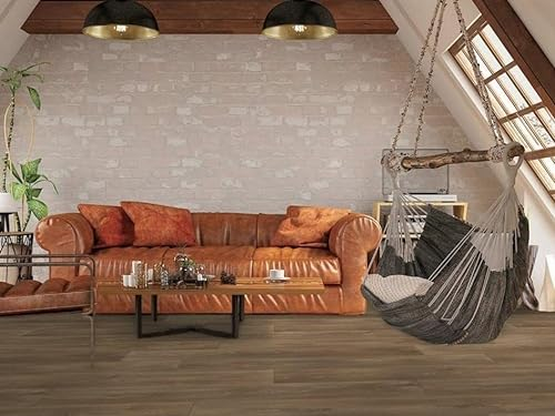 PVC Bodenbelag Vinylboden in schlichter Holz Art braun, Zuschnitt (4m breit, 6m lang)