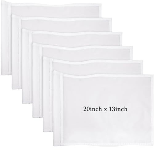 6 Pieces Large Golf Flags with Tube Inserted, Oversized Golf Flags 13 x 20 Inch Golf Pin Flags Putting Green Flags for Yard 420d Nylon Pin Flags for Indoor Outdoor Backyard Garden (White)