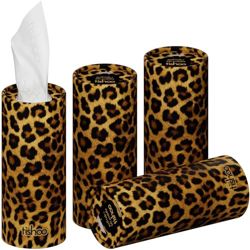tishoo Hyaluronic Acid-Infused Luxury 4-Ply Tissues | 16 Tubes, Leopard