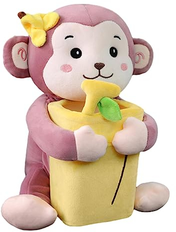 Dickly Weiche Plüsch-Auto-Taschentuchbox, Taschentuch-Etui, Mülleimer, niedliches Plüschtier, Mülleimer, Innendekoration, Auto-Armlehnen-Aufbewahrungsbox, AFFE