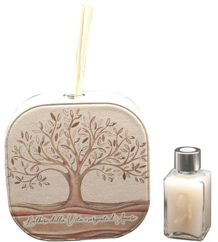 OGGETTANDO, Profumatore in Ecopelle bianco ALBERO DELLA VITA ONDE Cuori. Bomboniere Matrimonio, Battesimo, Comunione, Cresima, Laurea, Anniversari e regali utili, originali ed economici
