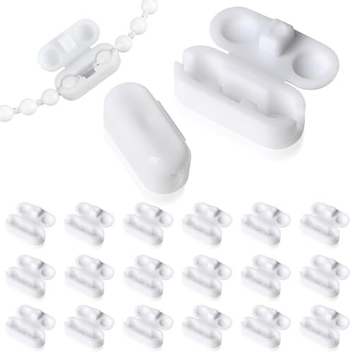 20 Pack Roller Blind Cord Connector Clips, Plastic Chain Connectors fits Roller, Roller Ball Chain Connector, Replacement Blind Pull Cord Connector for Vertical Window Blinds (White)