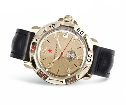 Vostok Komandirskie Signal Corps Commander 451 mechanische Armbanduhr, 819451 Leder, Militär