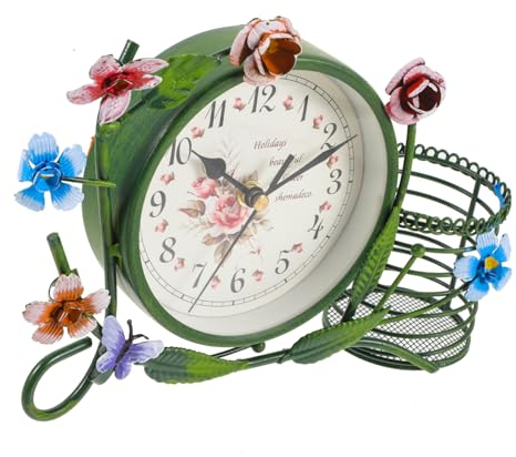 TOPPERFUN 1stück Europäischer Stil Tischuhr Retro Stille Uhr Dekorative Tischuhr Für Wohnzimmer Büro Kreative Kunst Große Grüne Uhr