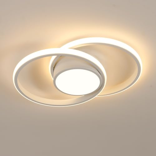 SENQIU Deckenlampe LED, 42W 4700LM Runde Deckenleuchte Modern, Weiße Acryl LED Deckenbeleuchtung für Schlafzimmer Wohnzimmer Küche Esszimmer, Warmweißes Licht 3000K, 40CM