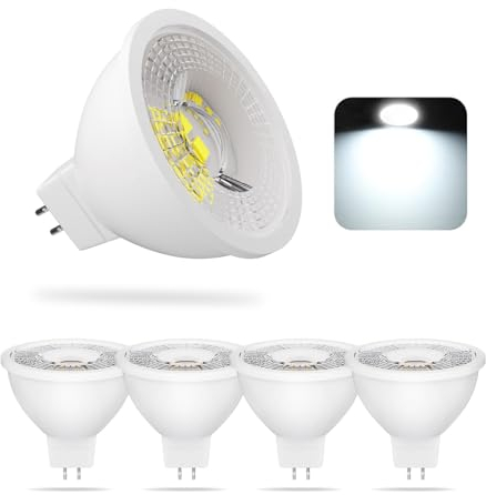 BVCL GU5.3 MR16 LED 7W, Dimmbar Lampen, Ersetzt 50W Halogen Lampen, 650lm AC/DC 190-260V Flimmerfrei, MR16 LED Spot Light Glühbirnen 5 Stück (Color : Cool White 6500K)