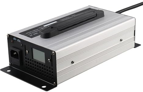 HEXHUASR Chargeur De Chariot Élévateur 12V/24V/36V/48V/60V/72V,Chargeur De Batterie De Stockage D'énergie,Chargeur Portatif Intelligent 1200W,pour Batterie Au Plomb Recharge,Argent,72V 12A