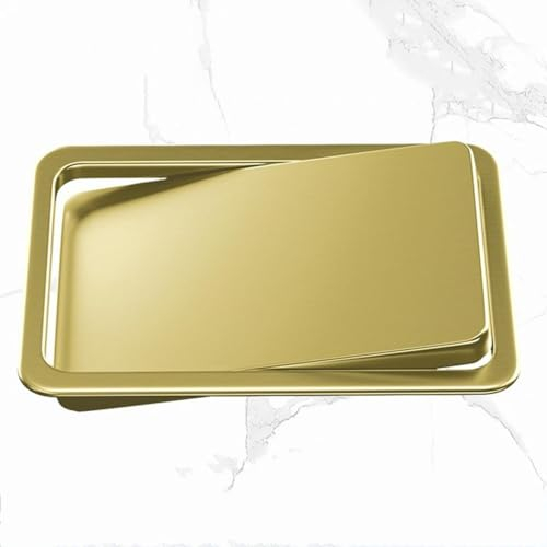 YISHUOYZBS Couvercle de poubelle encastré – Couvercle à rabat pour poubelle – Couvercle de poubelle encastré intégré – Couvercle basculant à œillets en acier inoxydable – Doré