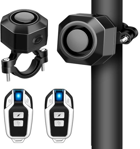 Fahrrad Alarmanlage, 2 Paare Fahrradalarmanlagen mit Fernbedienung, USB Wiederaufladbar Fahrrad-Alarm, mit Bewegungssensor, Wasserdichter, für Roller MTB Ebike E Scooter