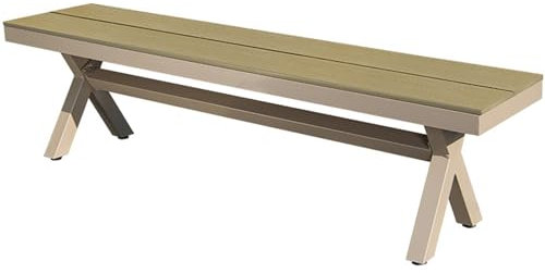 Wetterfeste Gartenbänke, mit Sitz, Parkbank, mit Gekreuzten Beinen aus Aluminium für Terrasse, Rasen, Veranda, Hinterhof, Pool, Picknick, Keine Rückenlehne, Wetterfeste Gartenmöbelbank, Bank für Drauß