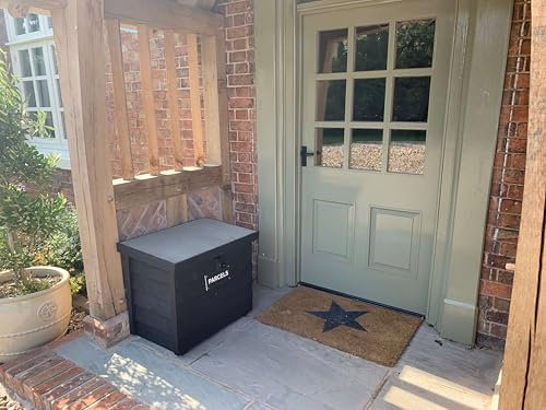 Lockable Parcel Delivery Box painted Black, Garden Store, Muddy Shoes Boots Wellingtons Storage, Log Store, Grocery Delivery Box - Delivered Fully Assembled