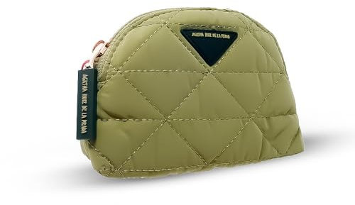 Agatha Ruiz de la Prada Grüne gepolsterte Nylon-Geldbörse mit Rhombus-Detail-Reißverschlüssen, Logo. Taschengröße: 9 x 8 x 5 cm. Ideal für Münzen, Scheine, Karten... Frauen.