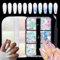 6 Farben Chrom Nagel Pulver Metallischer Spiegel Effekt Weißes Perle Chrom Pulver für Nail Art, Meerjungfrau Flocken Nagel Glitter Pailletten Bunte Glaspapier Nagel Dekoration