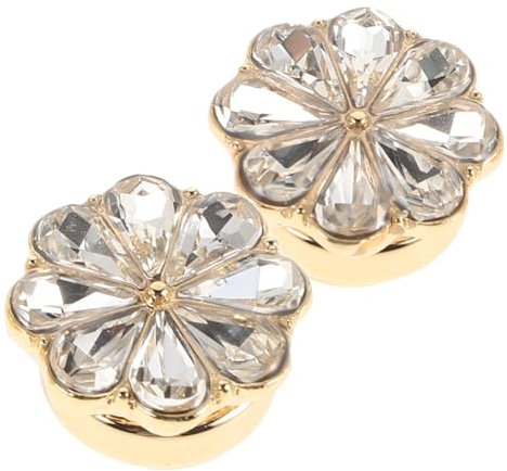 2 Pièces Boutons De Manchette Floral En Strass Dorés Pour Femmes Accessoires Élégants Pour Chemises Et Robes Formelles