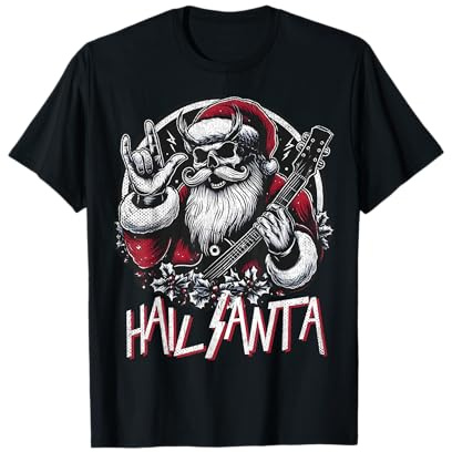 Hail Santa Rock On Heavy Metal Goth Sarcasm Christmas T-Shirt